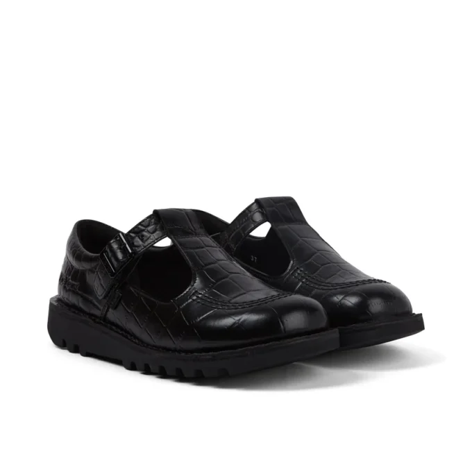 Adult Female Kick Tbar Croc Leather Black