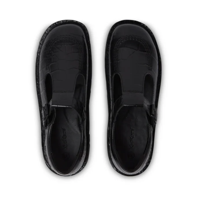 Adult Female Kick Tbar Croc Leather Black