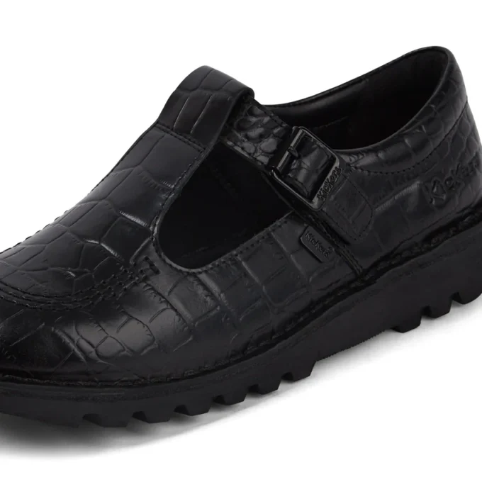 Adult Female Kick Tbar Croc Leather Black