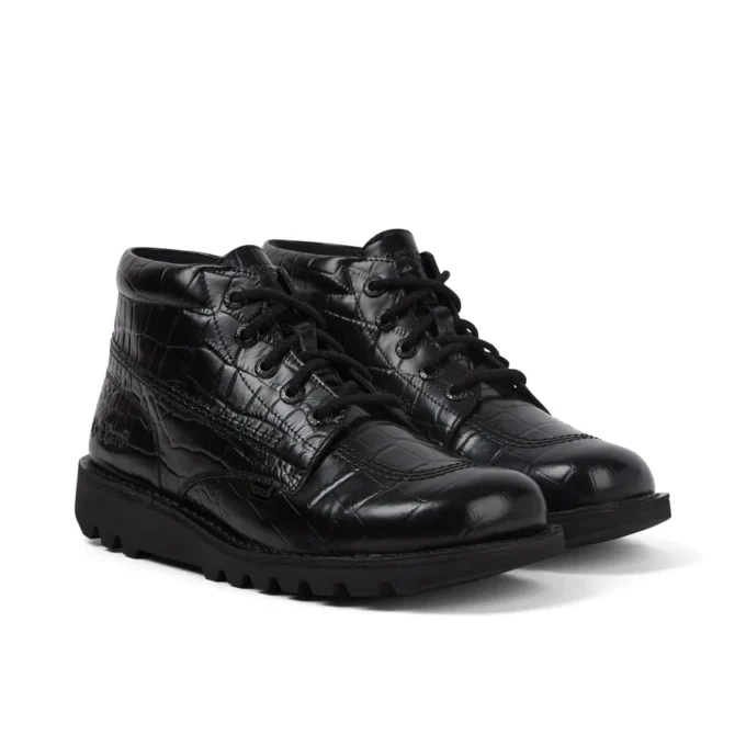 Adult Unisex Kick Hi Croc Leather Boots Black
