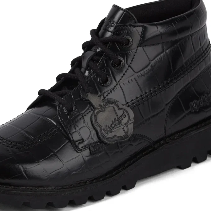 Adult Unisex Kick Hi Croc Leather Boots Black