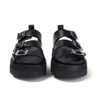 Adult Women’s Knox Lo Buckle Leather Sandal Black