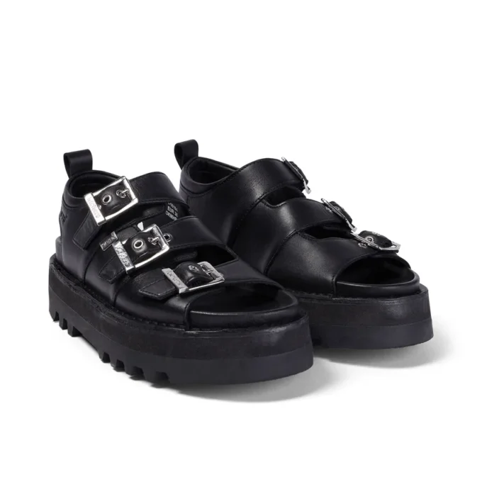 Adult Women’s Knox Lo Buckle Leather Sandal Black