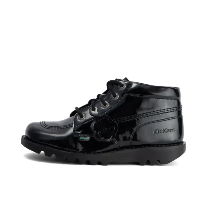 Adult Womens Kick Hi Leather Alternative Patent Leather Black