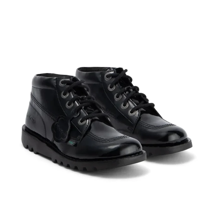 Adult Womens Kick Hi Leather Alternative Patent Leather Black