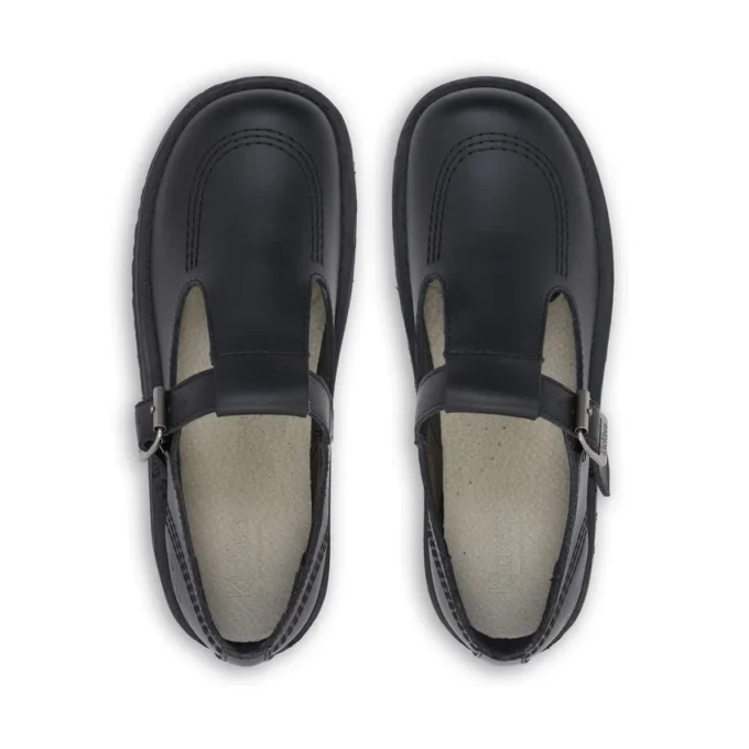 Adult Womens Kick T Bar Leather Black