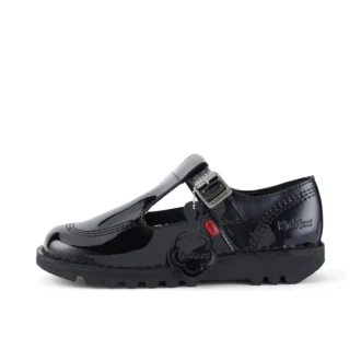 Adult Womens Kick T Bar Patent Leather Black