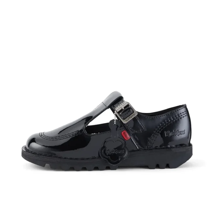 Adult Womens Kick T Bar Patent Leather Black