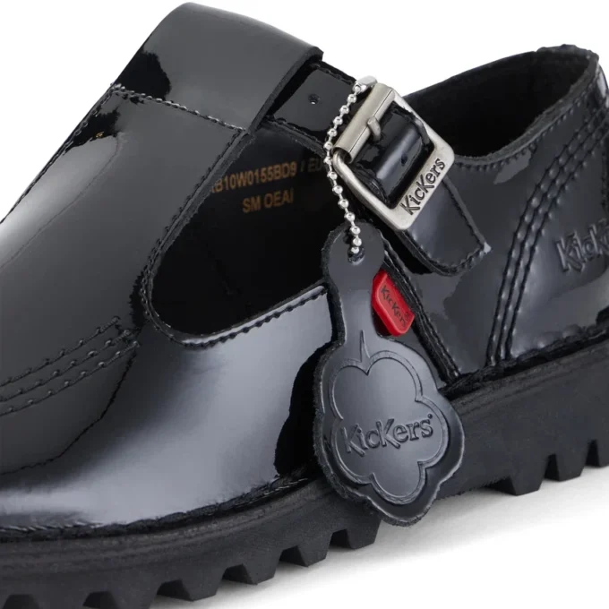Adult Womens Kick T Bar Patent Leather Black