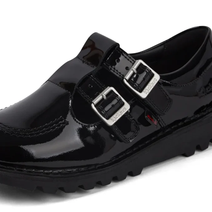 Adult Womens Kick T Double Patent Leather Black