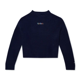 Adult Womens Kickers Boat Neck Wide Sleeve Knit Navy