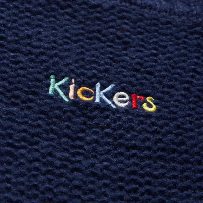 Adult Womens Kickers Boat Neck Wide Sleeve Knit Navy