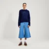Adult Womens Kickers Boat Neck Wide Sleeve Knit Navy