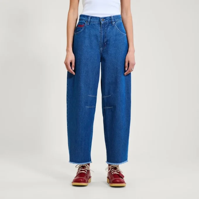 Adult Womens Kickers Classic Barrel Leg Jean Blue