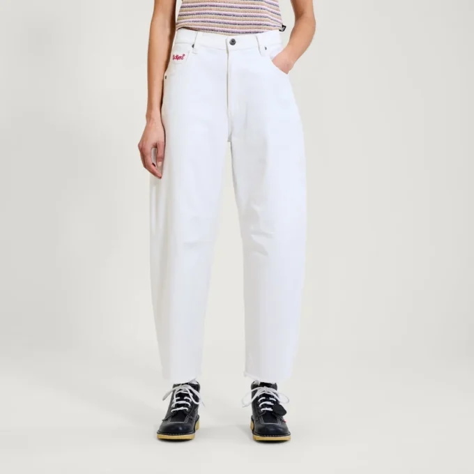 Adult Womens Kickers Classic Barrel Leg Jean White