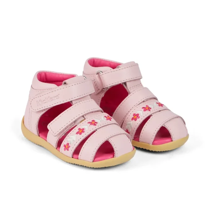 Baby Wriggle Flower Sandals Leather Pink