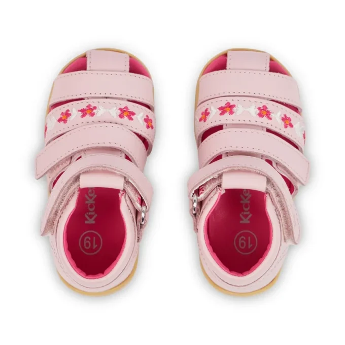 Baby Wriggle Flower Sandals Leather Pink