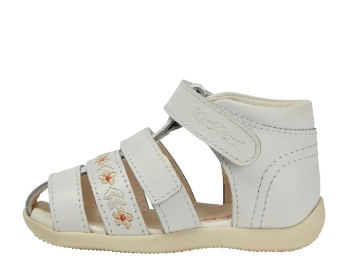 Baby Wriggle Flower Sandals Leather White