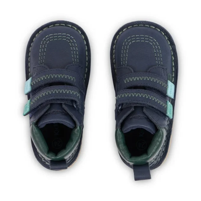 Infant Boys Kick Hi Roll ZigZag Boots Leather Navy