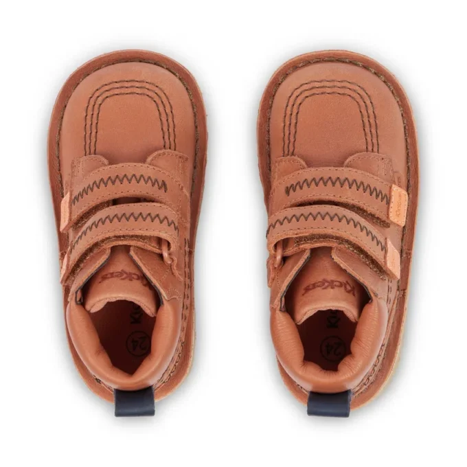 Infant Boys Kick Hi Roll ZigZag Boots Leather Tan