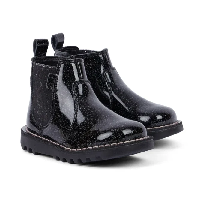 Infant Girl’s Kick Chelsea Galactic Leather Black