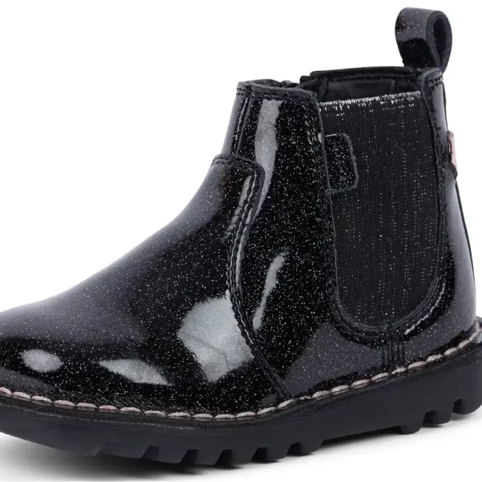 Infant Girl’s Kick Chelsea Galactic Leather Black