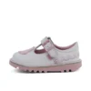 Infant Girl’s T-Bar Wave Leather White