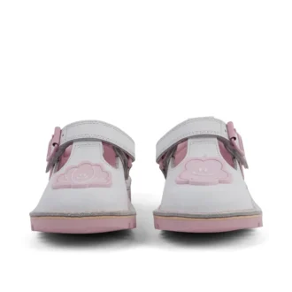 Infant Girl’s T-Bar Wave Leather White