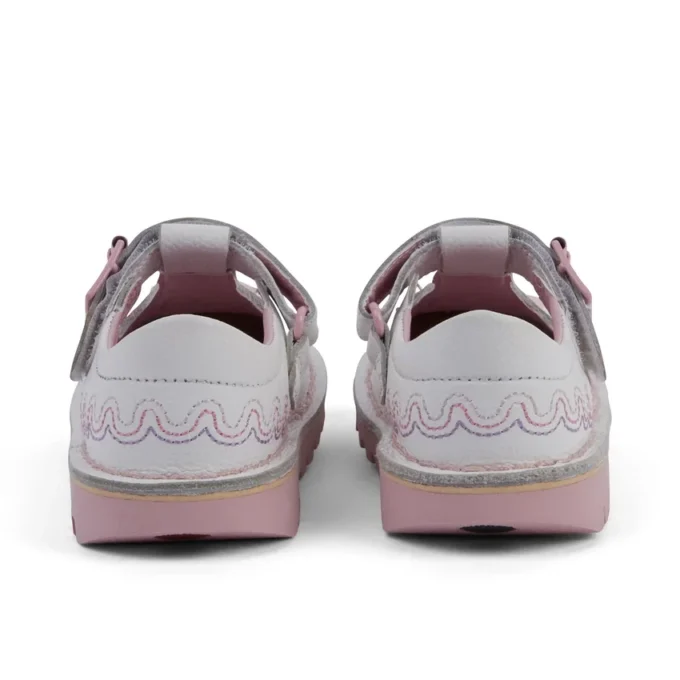 Infant Girl’s T-Bar Wave Leather White