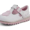 Infant Girl’s T-Bar Wave Leather White