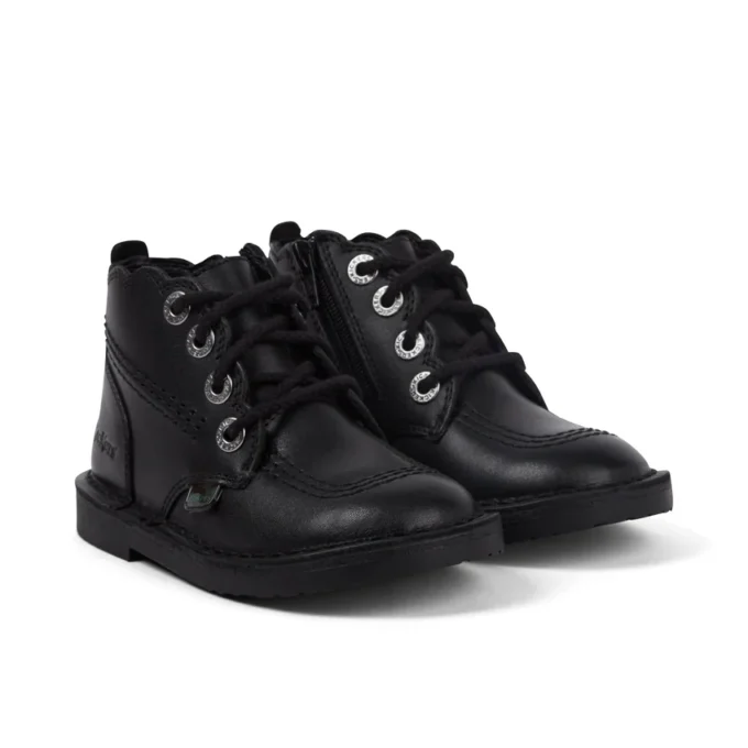 Infant Girls Adlar Hi Scallop Leather Boots Black