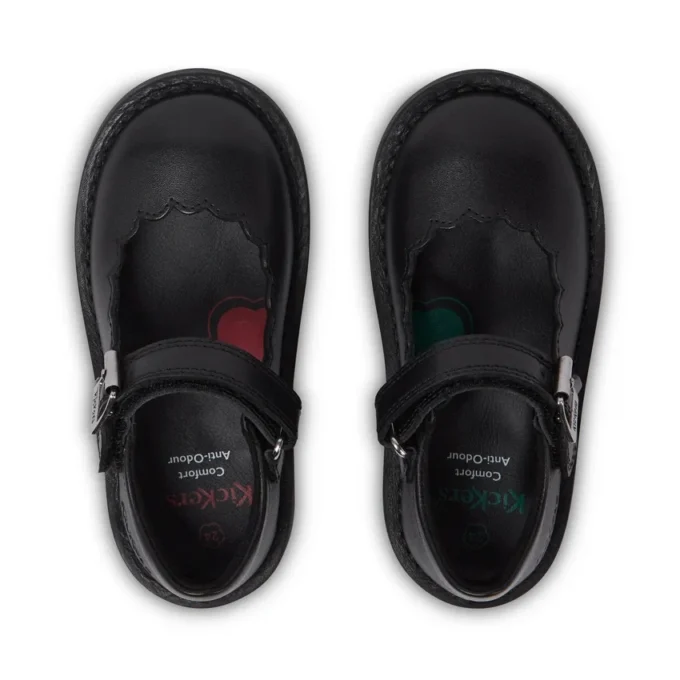 Infant Girls Adlar MJ Scallop Leather Black