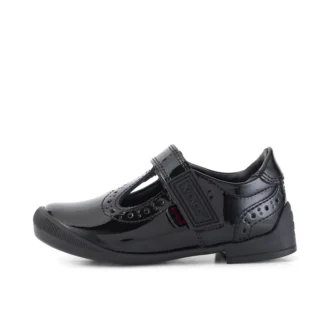 Infant Girls Bridie Brogue T-Vel Patent Leather Black