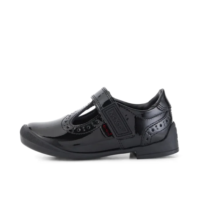 Infant Girls Bridie Brogue T-Vel Patent Leather Black