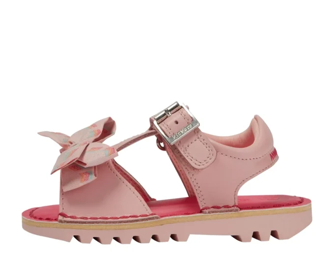Infant Girls Kick Bow Sandals Leather Pink