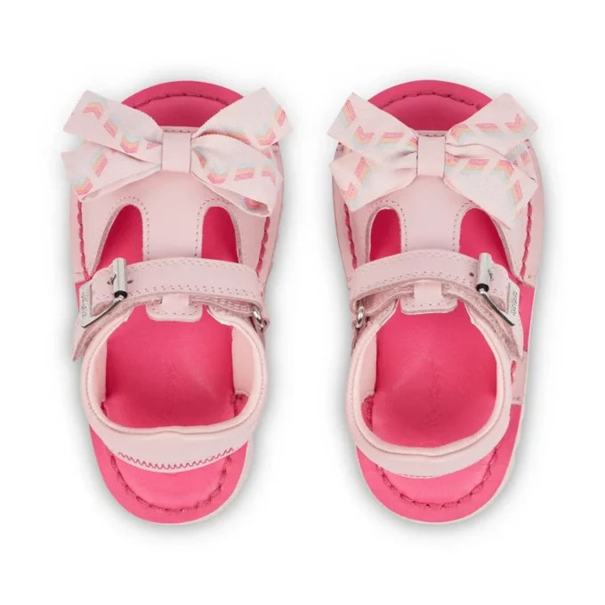 Infant Girls Kick Bow Sandals Leather Pink