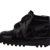 Infant Girls Kick Hi Ribbon Patent Leather Black