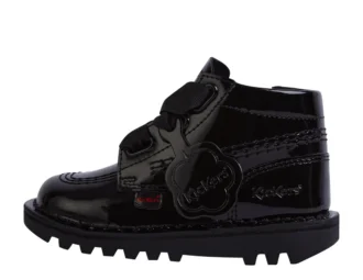 Infant Girls Kick Hi Ribbon Patent Leather Black