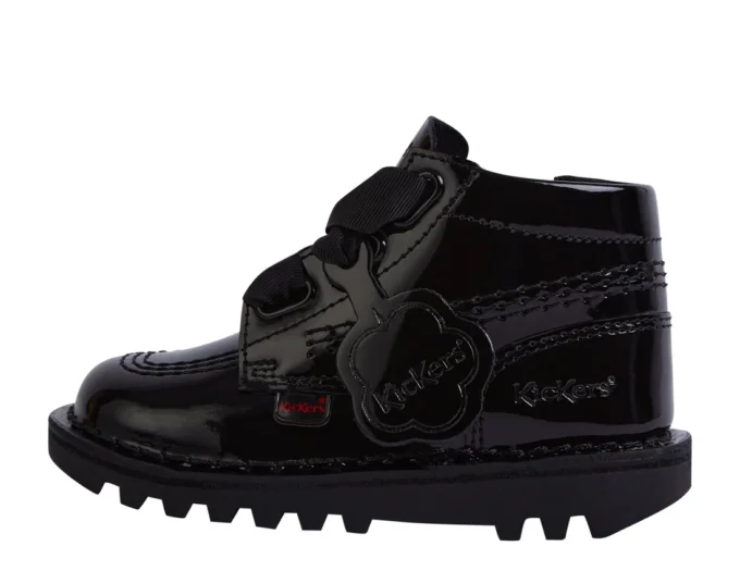 Infant Girls Kick Hi Ribbon Patent Leather Black