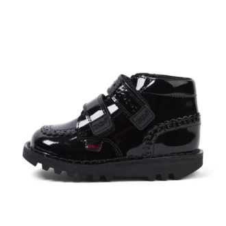 Infant Girls Kick Hi Vel Brogue Patent Leather Black
