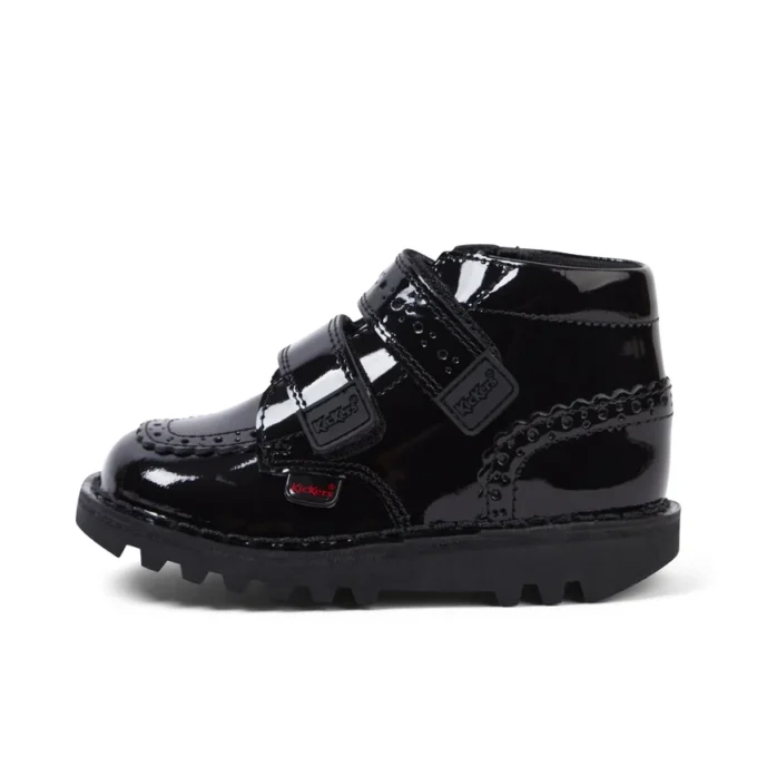 Infant Girls Kick Hi Vel Brogue Patent Leather Black