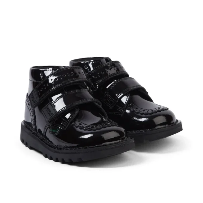 Infant Girls Kick Hi Vel Brogue Patent Leather Black