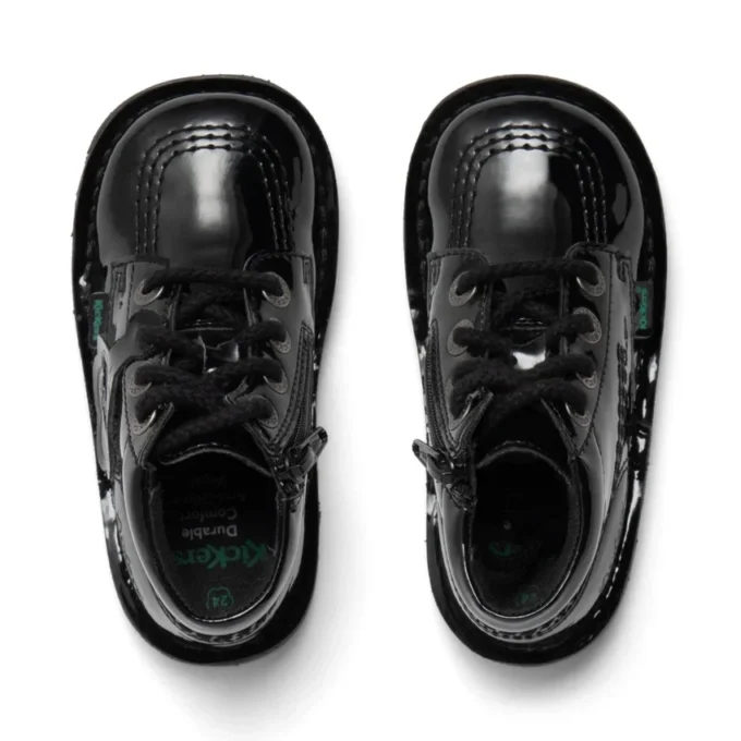 Infant Girls Kick Hi Zip Leather Alternative Patent Leather Black
