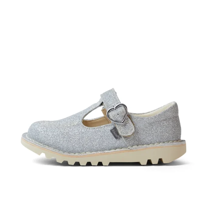 Infant Girls Kick T Bar Glitter Cosmic Textile Silver