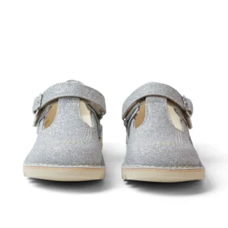 Infant Girls Kick T Bar Glitter Cosmic Textile Silver