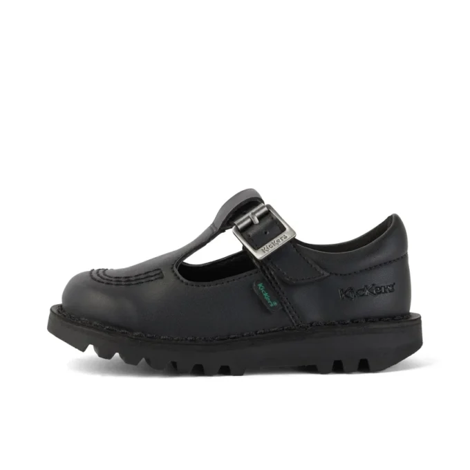 Infant Girls Kick T Bar Leather Alternative Black