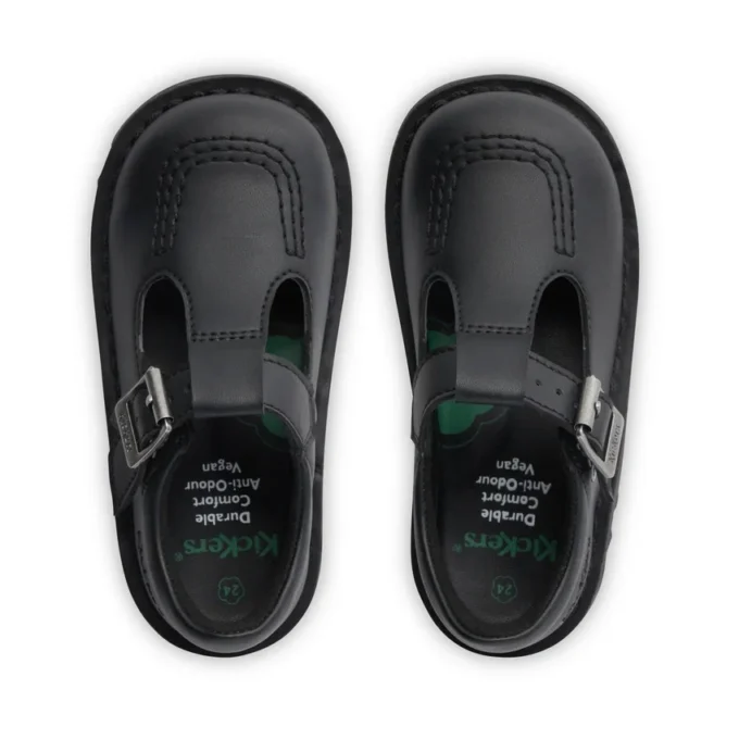 Infant Girls Kick T Bar Leather Alternative Black