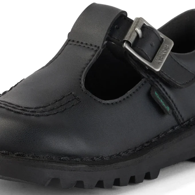 Infant Girls Kick T Bar Leather Alternative Black