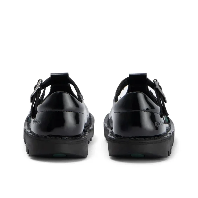 Infant Girls Kick T Bar Leather Alternative Patent Leather Black