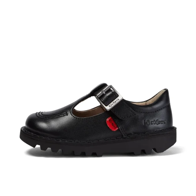 Infant Girls Kick T Bar Leather Black